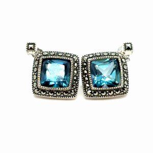 Judith Jack 925 Silver Topaz/Marcasite Earrings